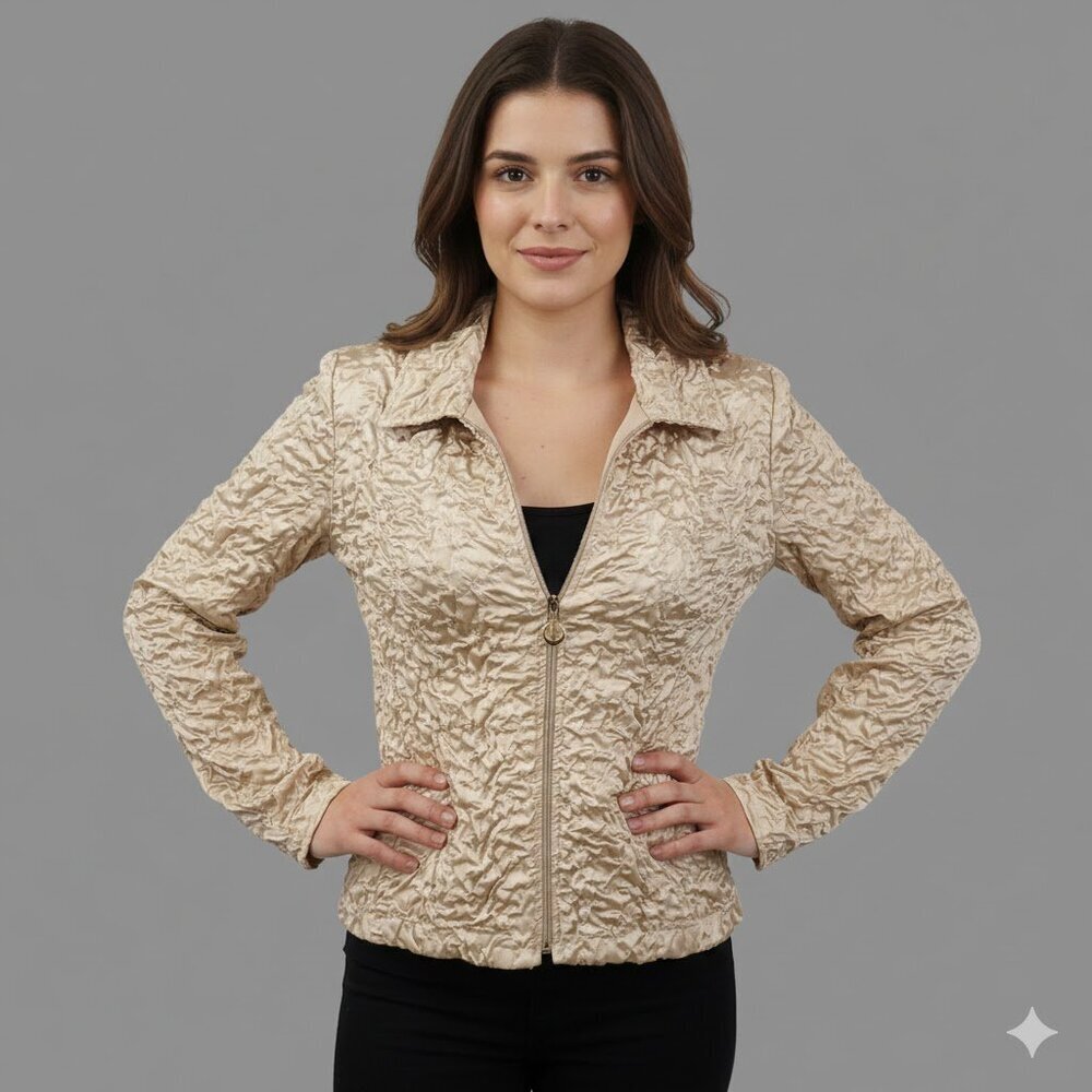 Joseph Ribkoff Crinkle Satin Champagne Blazer